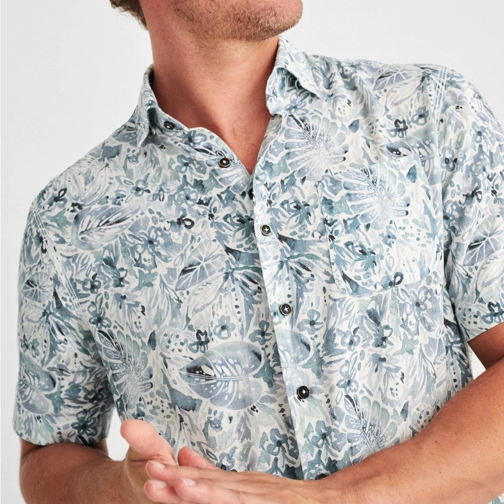 Johnnie-O Hangin Out Linen Blend Short Sleeve Button-Up Tristen Style Men's XXL